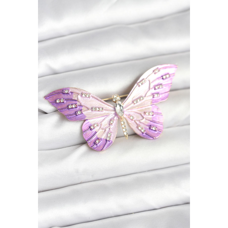 Lila Renk Kelebek Model Broş 5886