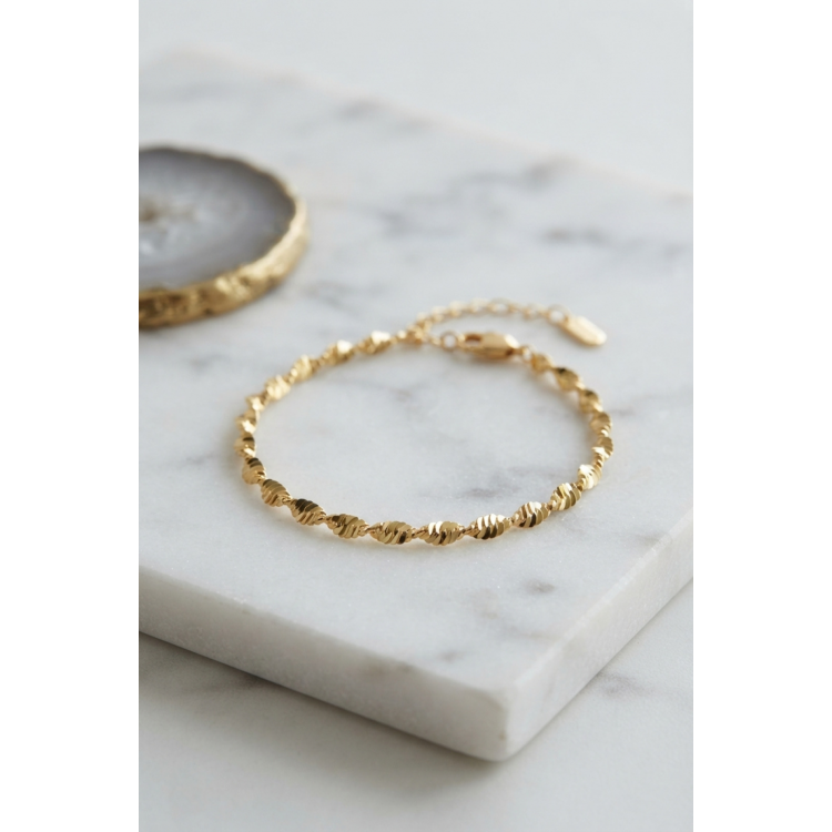 CM Gold Renk Burgu Yılan Zincir Model Kadın Bileklik 5886