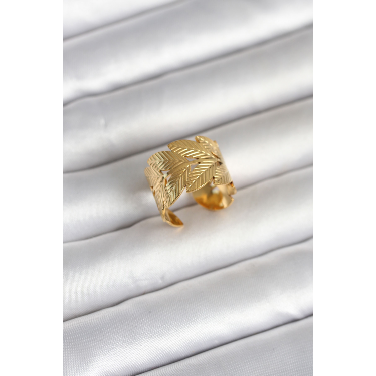 316L Çelik Gold Renk Başak Modeli Kadın Yüzük 5886