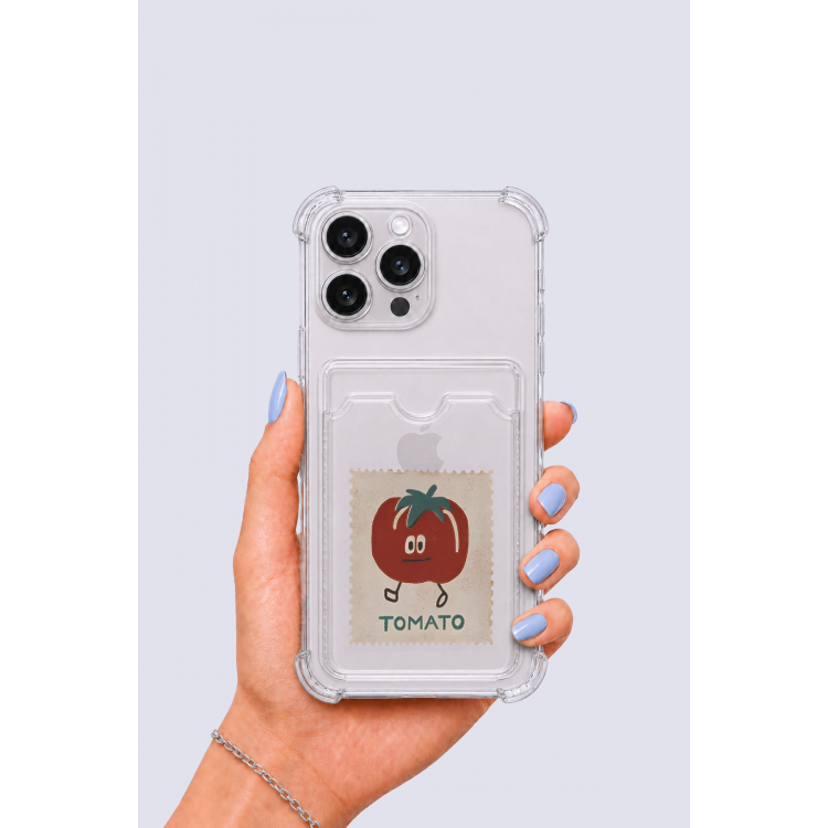 iPhone 16 Pro Max Kartlıklı Tomato Desenli Kılıf
