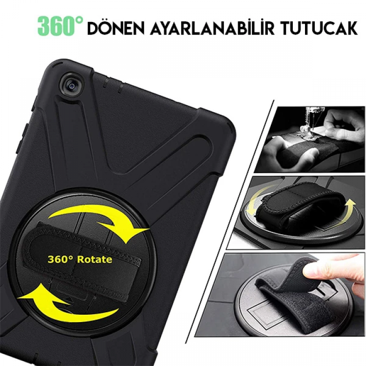 Ally Galaxy Tab  P200-P205 3 Katmanlı Standlı Zırh Kılıf-Shockproof-(5775)