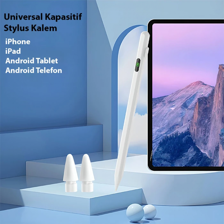 ALLY K-2268 Dijital Göstergeli Universal Kapasitif Stylus iPad Tablet Dokunmatik Kalem-(5775)