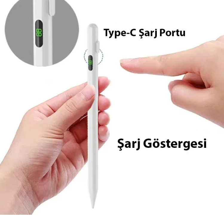 ALLY K-2268 Dijital Göstergeli Universal Kapasitif Stylus iPad Tablet Dokunmatik Kalem-(5775)