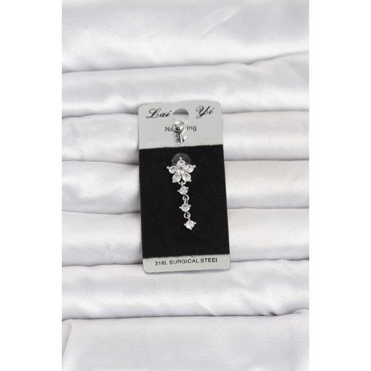 316L Cerrahi Çelik Sallantılı Çiçek Model Göbek Piercing 5886