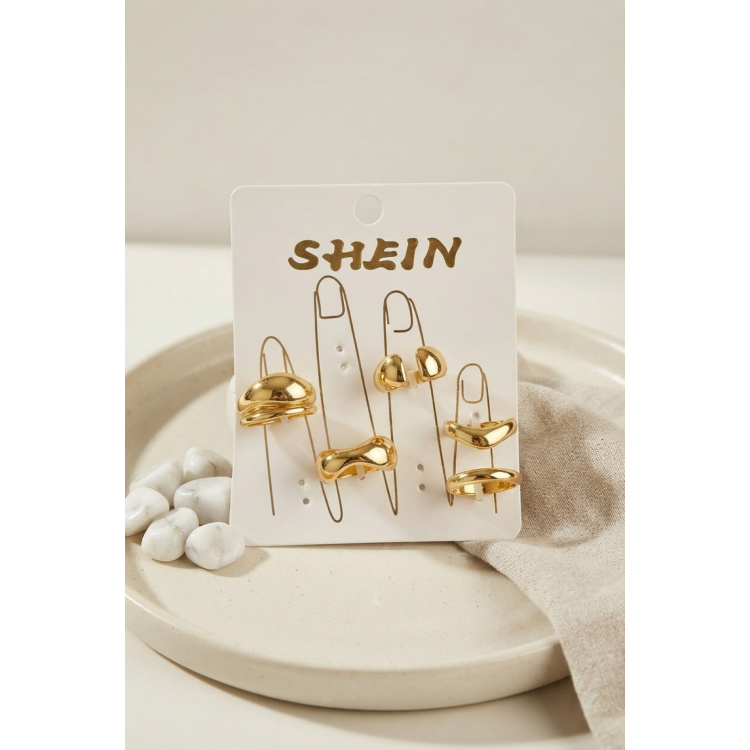 Gold Renk Pirinç Bohem Yüzük Kombini BYK4270 5886