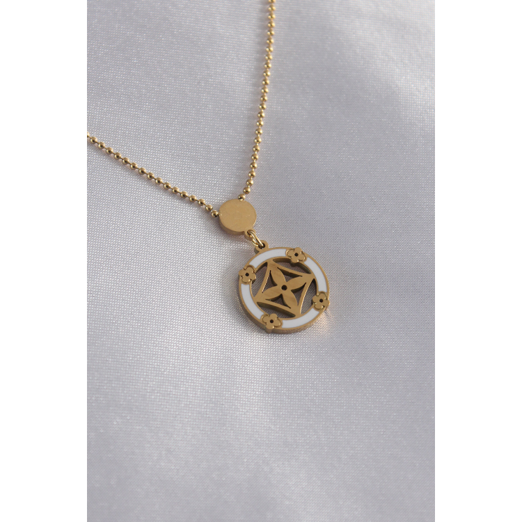 316L Çelik Gold Renk Çiçek Figür Kadın Kolye 5886