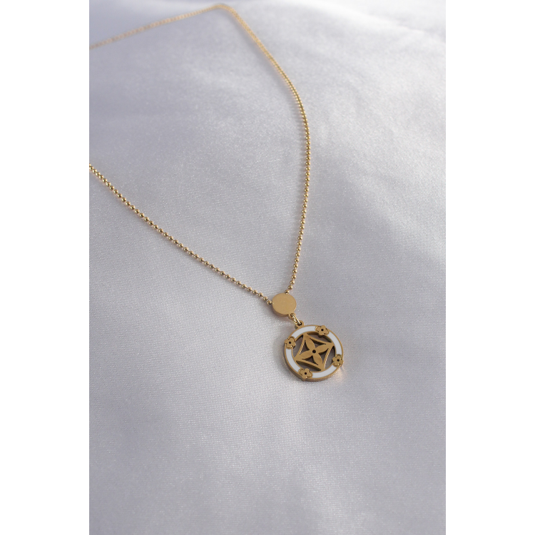 316L Çelik Gold Renk Çiçek Figür Kadın Kolye 5886