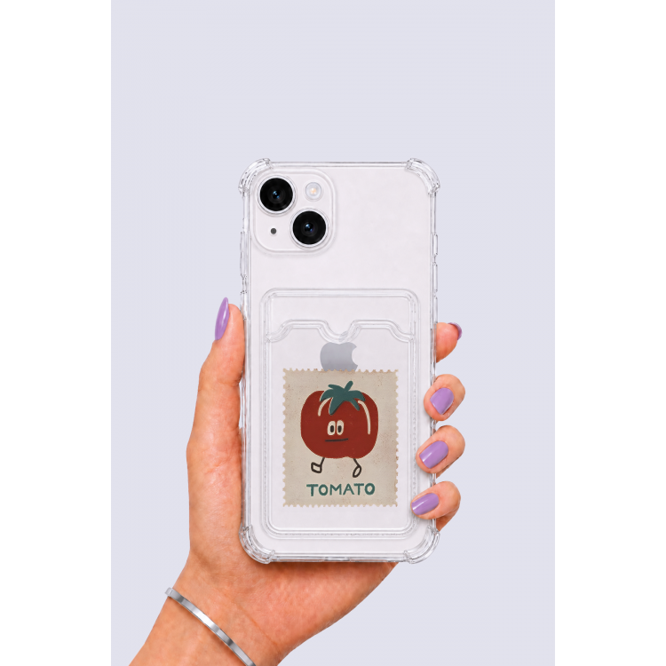 iPhone 14 Kartlıklı Tomato Desenli Kılıf