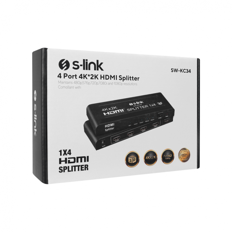 S-LINK SW-KC34 HDMI Çoklayıcı 1Giriş 4Çıkış (1PC-4Monitör)(1923)