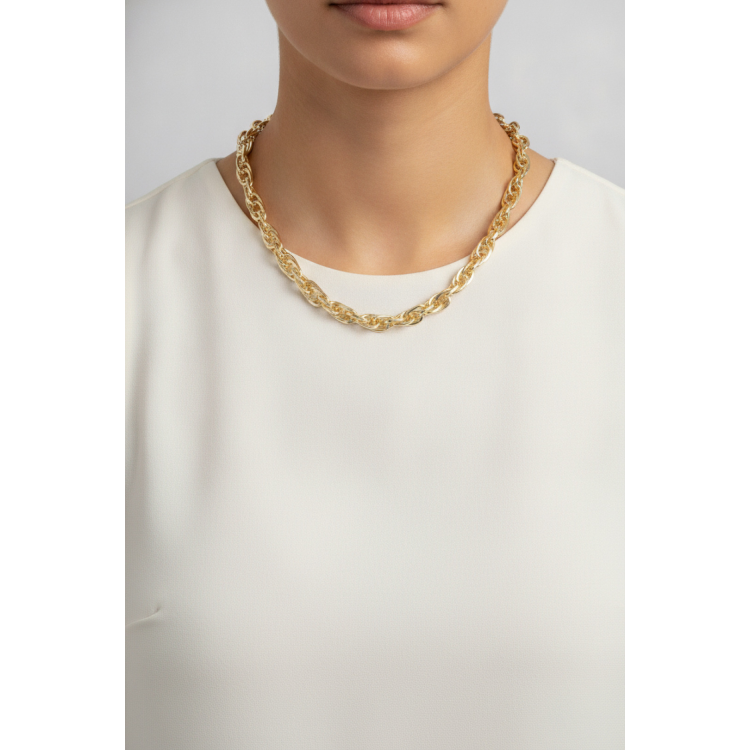 CM Kalın Burgu Model Gold Renk 60 cm Kadın Kolye 5886
