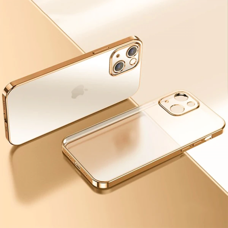 iPhone 13 6.1inç Renkli Kenar Şeffaf Kılıf Kamera Korumalı Silikon Kılıf-(5775)
