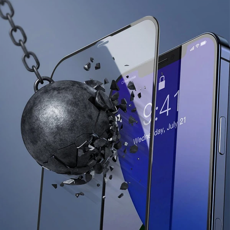 Baseus İPhone 12 Pro Max 6.7 0.3MM Full Anti Blue Light Tempered Cam Ekran Koruyucu 2Adet Set-(5775)