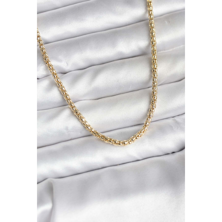 14K Gold Renk Kaplama Boru Zincir Model CM Kadın Kolye 5886