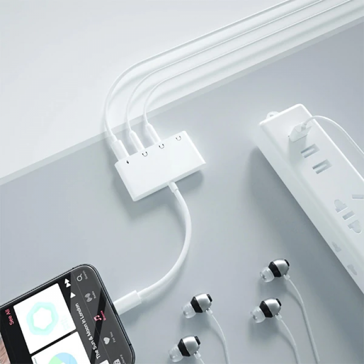 ALLY Andriod Usb Type C 4in1 Otg Ses Adaptörü Çift DC 3.5MM Jack-(5775)