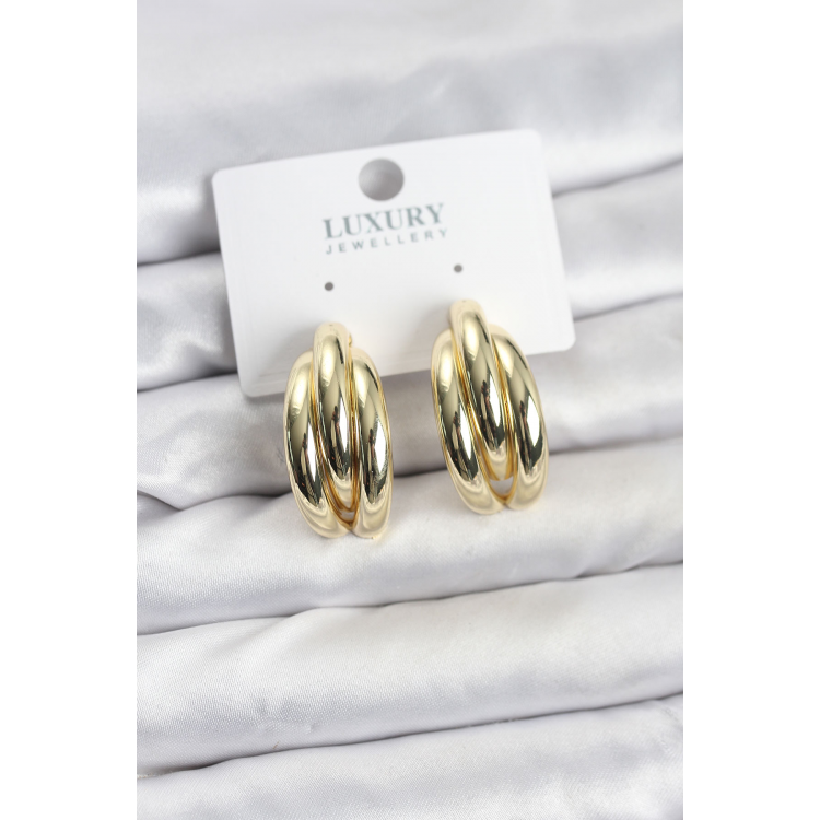 Gold Renk Pirinç Yarım Halka Model Kadın Küpe 5886