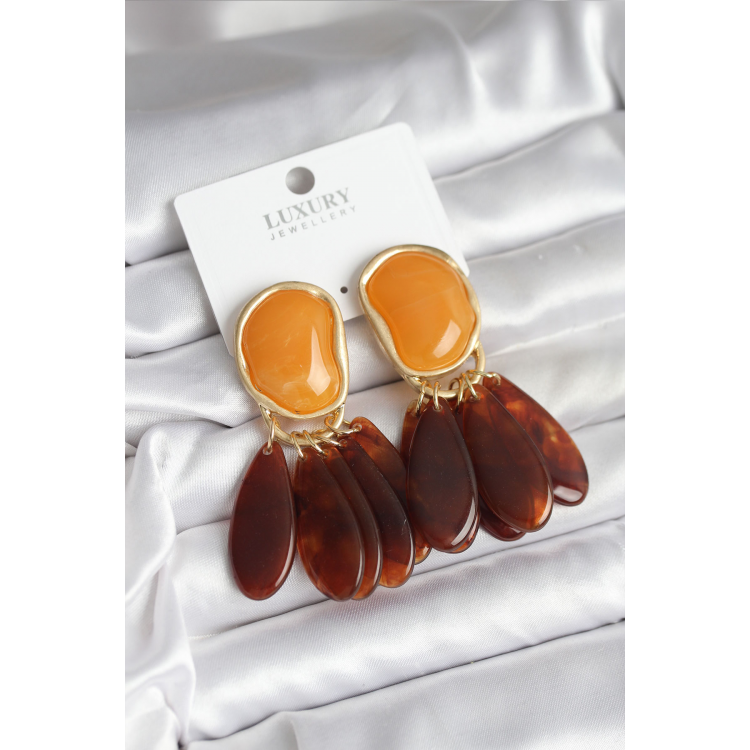 Pirinç Gold Renk Vintage Model Kadın Küpe 5886