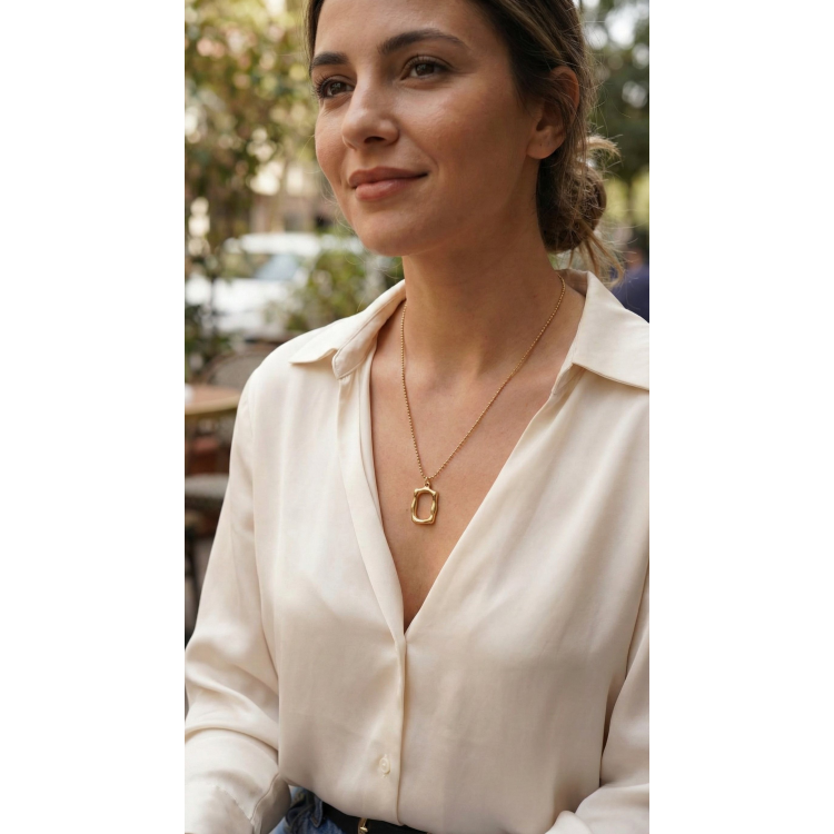 316L Çelik Zincir Gold Renk Model Kadın Kolye 5886