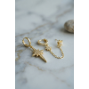 3 lü Set Küpe Gold Renk Zincir Detaylı 5886