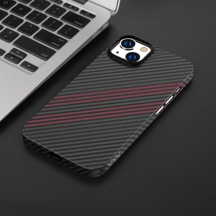 Hoco iPhone 14 Plus 6.7 Kılıf Kevlar Texture Darbe Emici Telefon Kılıfı-(5775)