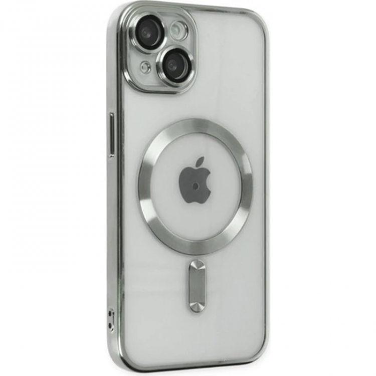 ALLY iPhone 14 6.1inç Renkli Kenar Lazer Çerçeveli Magsafe Uyumlu Silikon Kılıf-(5775)
