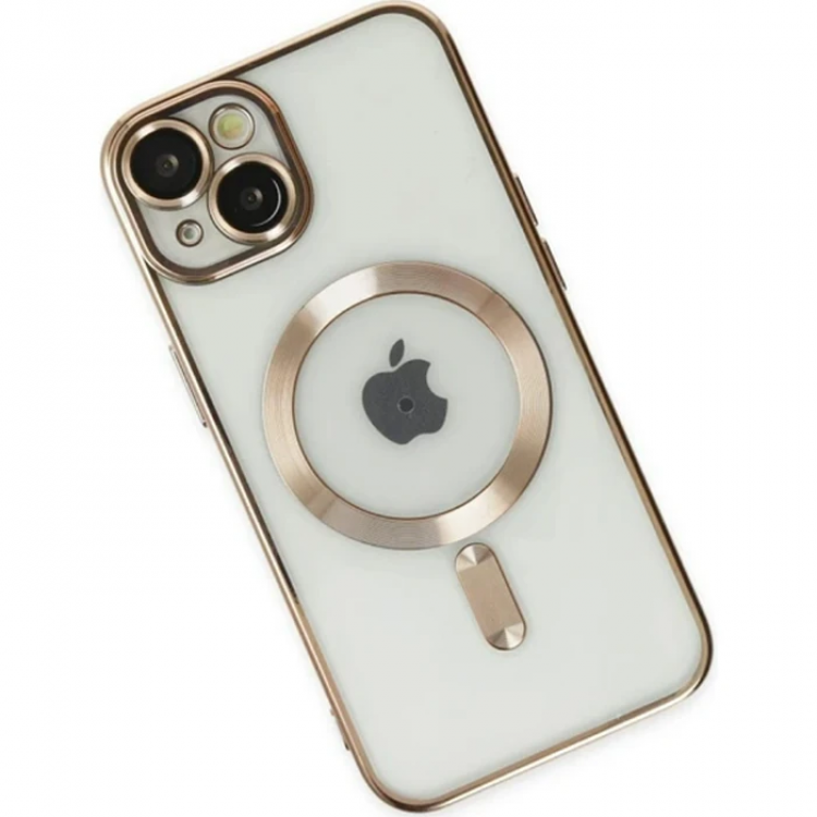 ALLY iPhone 14 6.1inç Renkli Kenar Lazer Çerçeveli Magsafe Uyumlu Silikon Kılıf-(5775)