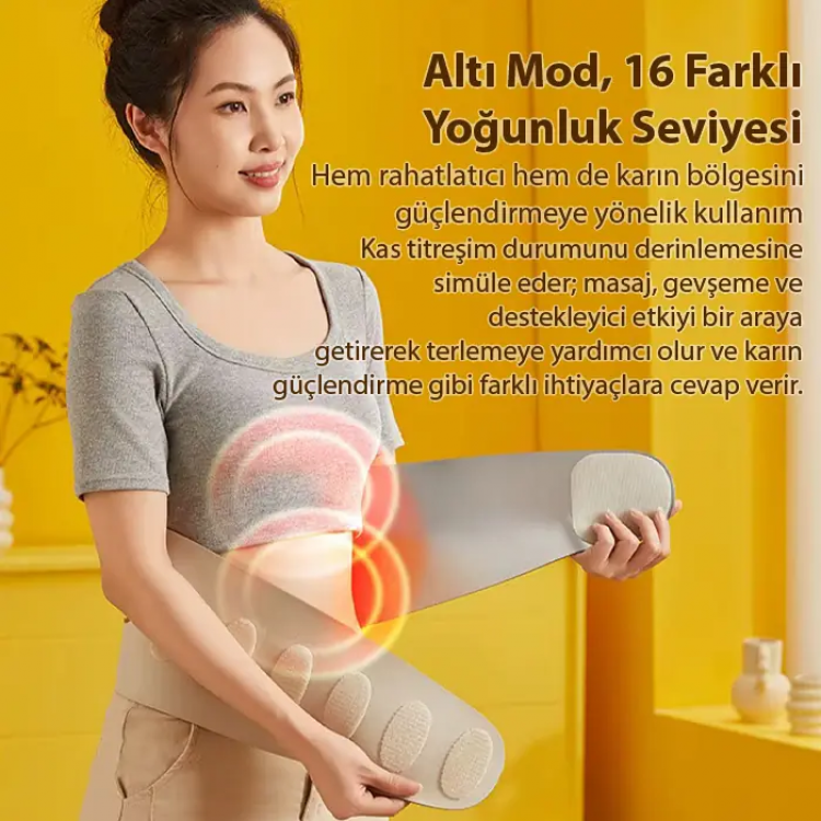 Ezere SlimBelt Pro EMS Isıtmalı Bel ve Karın Masaj + Egzersiz Kemeri – Dijital Ekranlı Şarjlı 3 Kademeli-(5775)