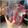 iPhone 12 6.1inç Gold Çerçeve Kamera Korumalı Silikon Bumper Kılıf-(5775)