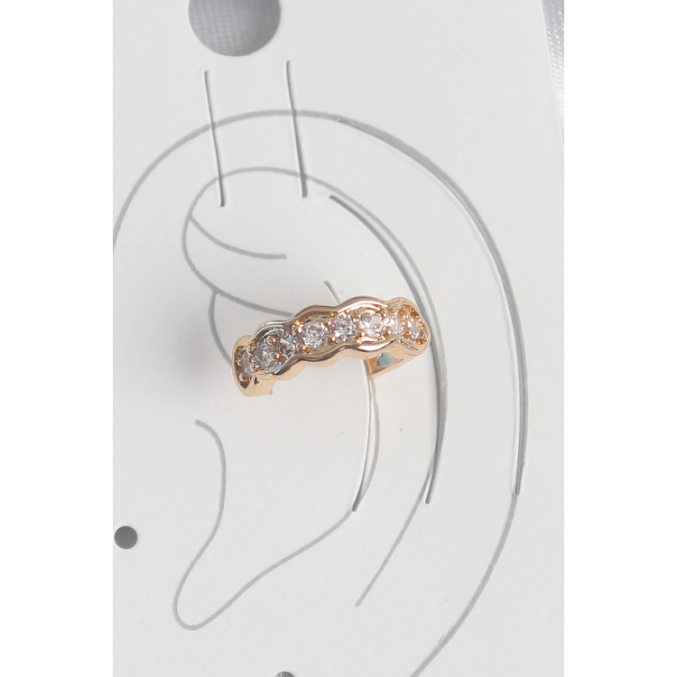 Pirinç Gold Renk Zirkon Taşlı Kadın Kıkırdak Küpe 5886