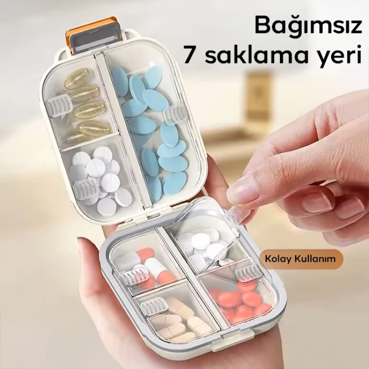 EZERE Taşınabilir seyahat ilaç kutusu 7 gün Bölmeli Büyük İlaç Kutusu-(5775)