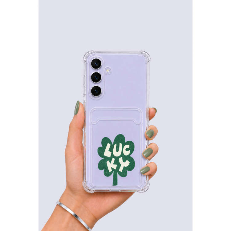 Samsung Galaxy S25 FE Kartlıklı Lucky Yonca Desenli Kılıf