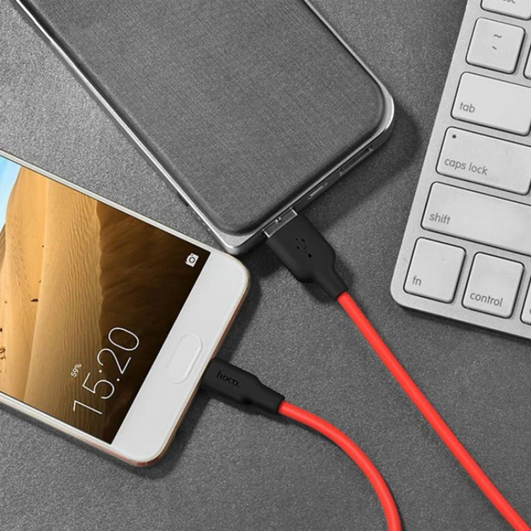 HOCO X21 USB to Type-C 3A Silikon Hızlı Şarj ve Data Kablosu-(5775)