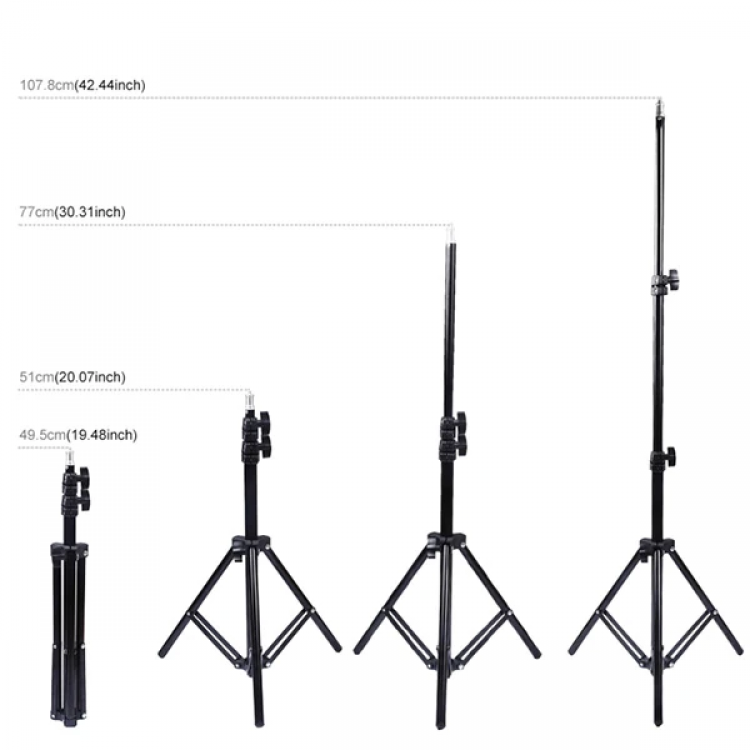 PULUZ 1.1M Çift Telefon tutucu 6.2CM Led Işık Stand YoutuberCanlı Yayın Selfie TikTok Makeup-(5775)