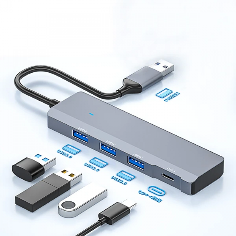 Ally ADS-309A 4in1 USB to USB + Type-C Hub Adaptör Çevirici Dönüştürücü Çoğaltıcı-(5775)