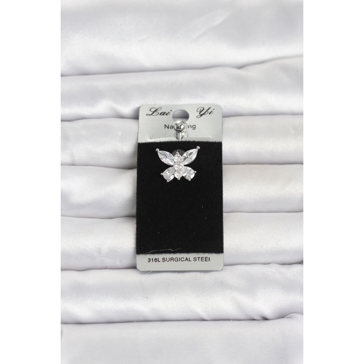 316L Cerrahi Çelik Kelebek Model Göbek Piercing 5886