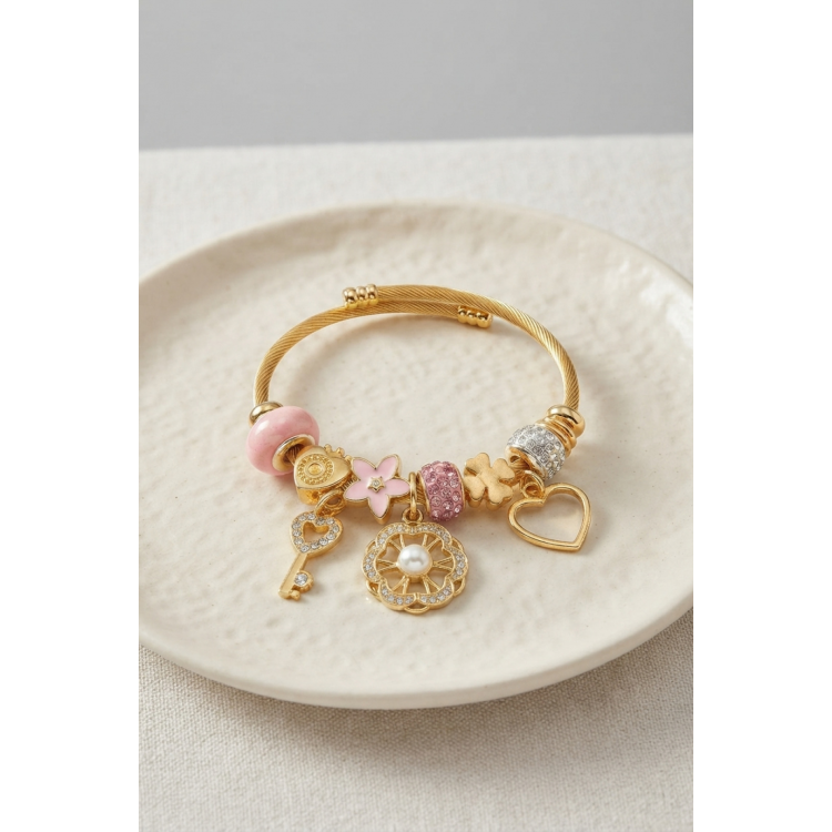 Pembe Charmlı Model Kadın Bileklik 5886