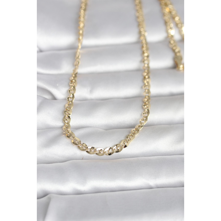 CM 14K Gold Renk Yassı Oval Zincirli Model 60 cm Kadın Kolye 5886