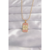 316L Çelik Gold Renk Karışık Mineli Ay Figür Tarot Kolye 5886