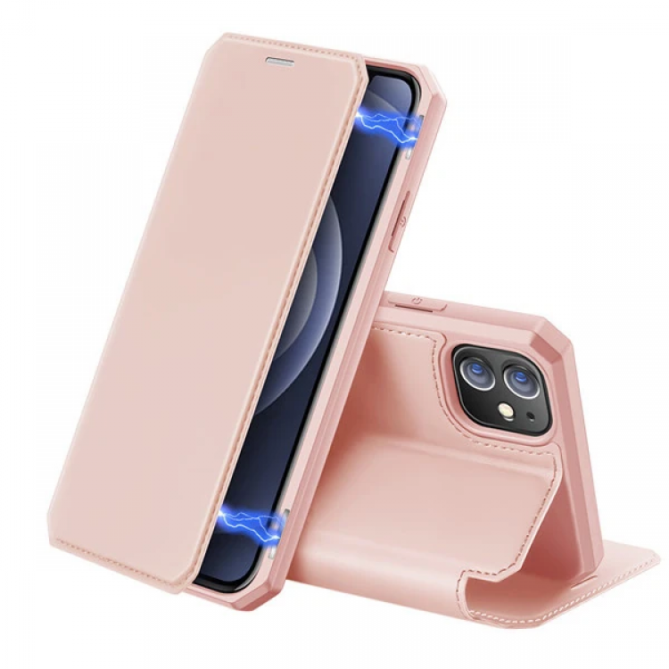 DUX DUCİS iPhone 12 Mini Kılıf Mıkantıslı Kapaklı Flip Cover Kılıf Skin X Series Flip Case-(5775)