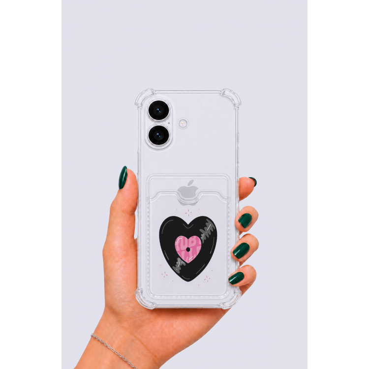 iPhone 16 Kartlıklı Vinly Desenli Kılıf