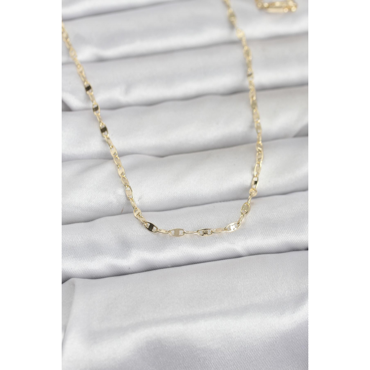CM 14K Gold Renk Yassı Gemici Zincir Model 60 cm Kadın Kolye 5886