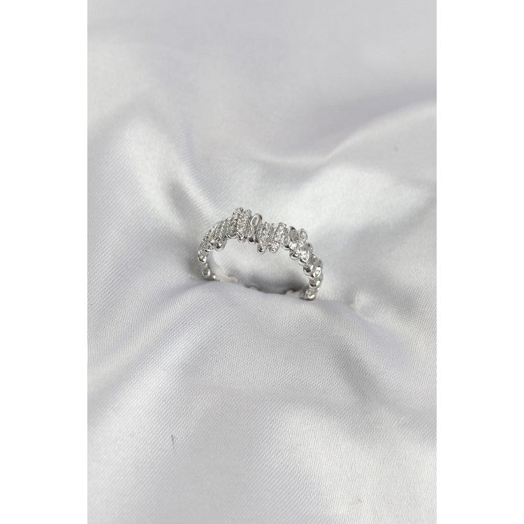 Silver Color Brass Rhythm Model Zircon Stone WomanRing TJ-BYK4192