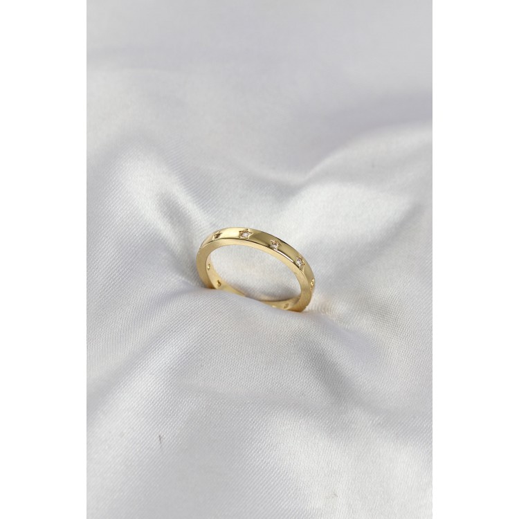 Brass Gold Color Star Detailed Wedding Ring Model for WomenRing TJ-BYK4193