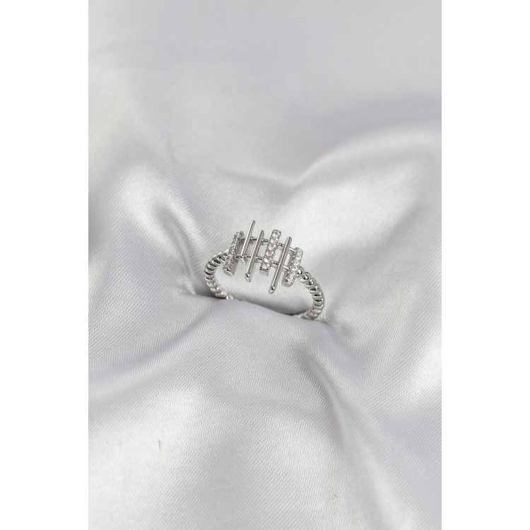 Silver Color Zircon Stone Column Model Women's Ring TJ-BYK4196