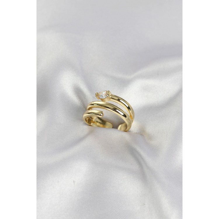 Brass Gold Color Coiled Snake Model Women's RingTJ-BYK4197