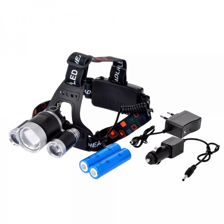 Şarjlı 3 Başlıklı Kafa Lambası Güçlü LED Işık Yüksek Performans WT-256