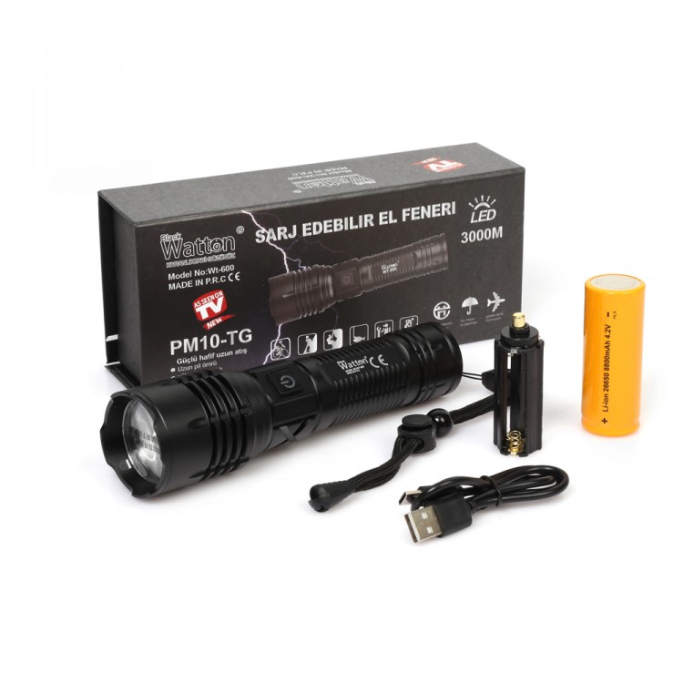 Long Range 3000 Lumen LED Flashlight High Brightness Powerful Illumination WT-600