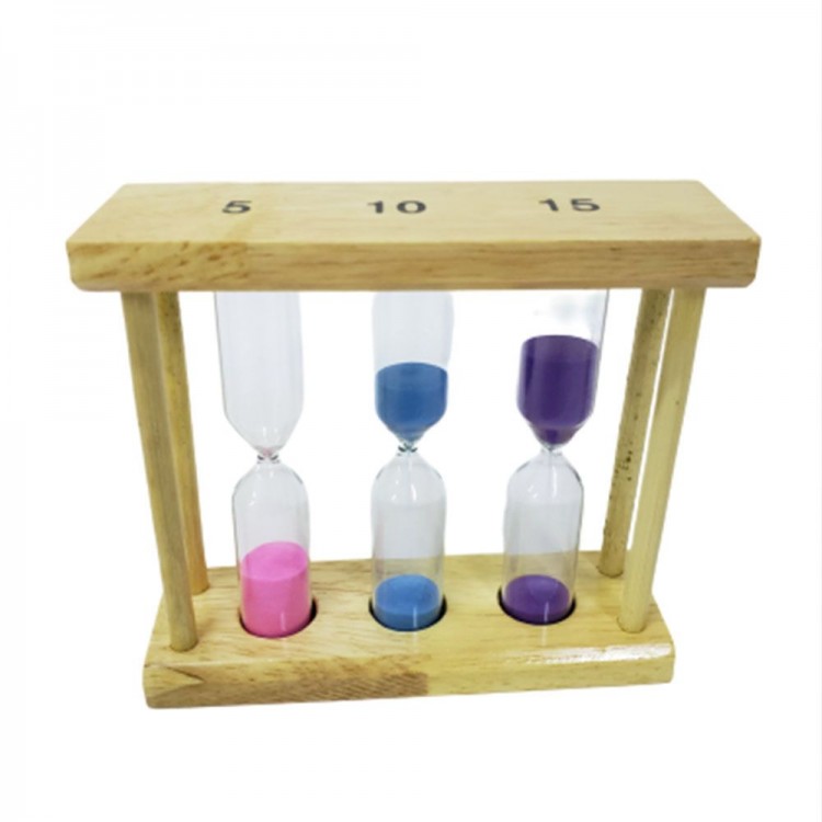 Set of 3 Wooden 5-10-15 Min Hourglasses