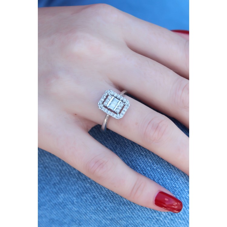 Zircon Stone Silver Plated Butterfly Women's Ring - TJ-BYK2320