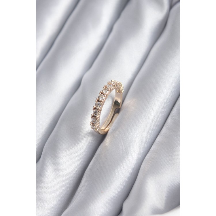 Gold-Coloured Thin Waterway Model Zircon Stone Women's Ring - TJ-BYK2834
