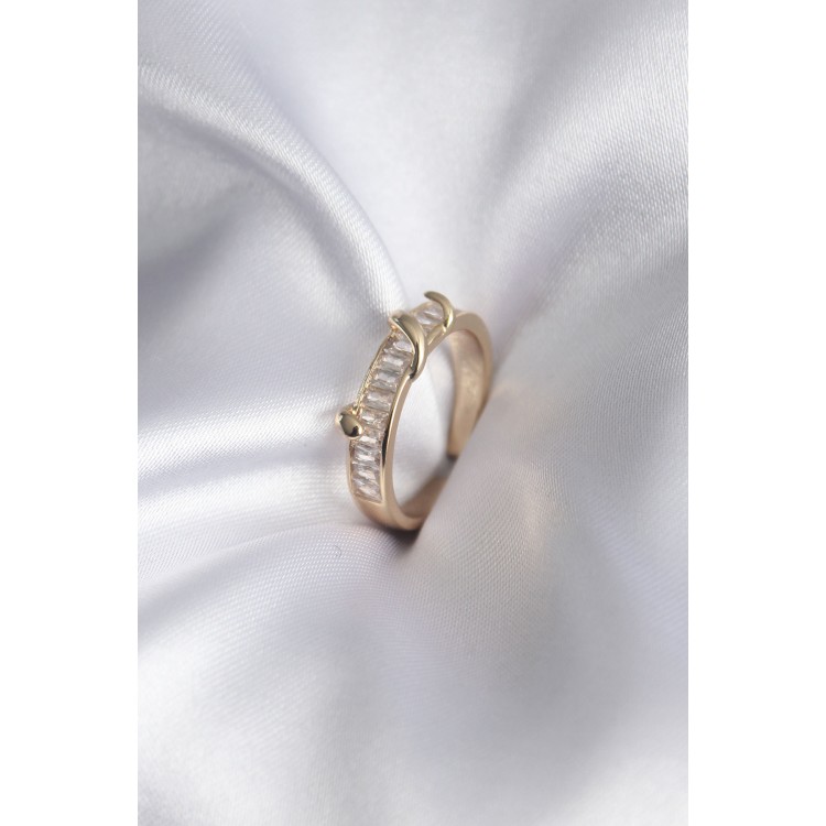 Brass Gold Colour Waterway Zircon Stone Model Women's Ring - TJ-BYK2915 Brass Gold Colour Waterway Zircon Stone Model Women's Ring - TJ-BYK2915